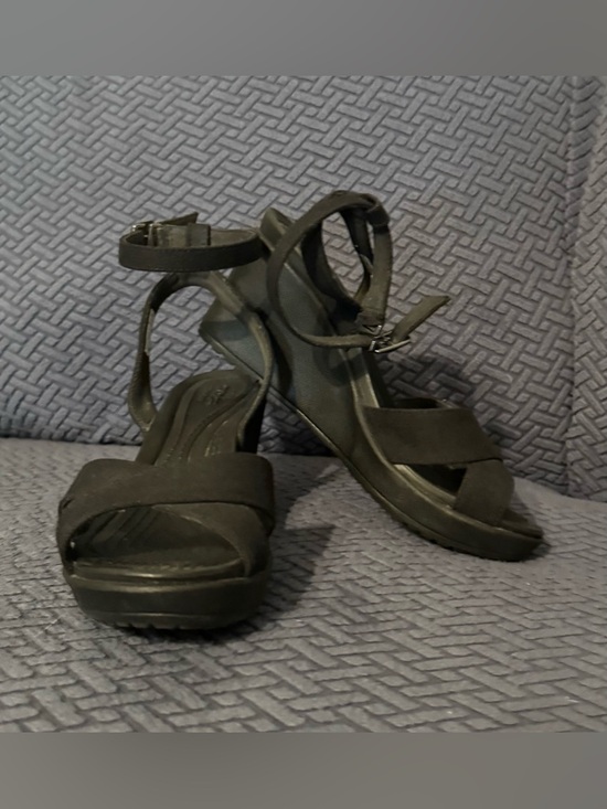 CROCS Shoes - CROCS Women's Black Wedge Sandals with Ankle Strap
